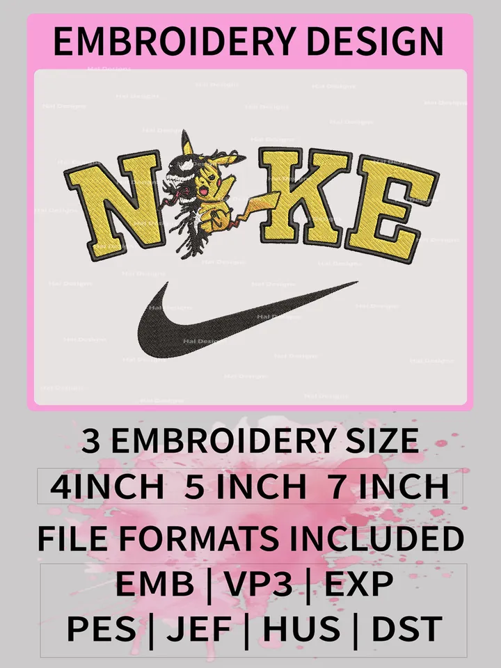 Nike Pikachu Venom Embroidery Designs – Pokémon x Marvel Crossover Machine Embroidery Files ⚡🕷️✔️