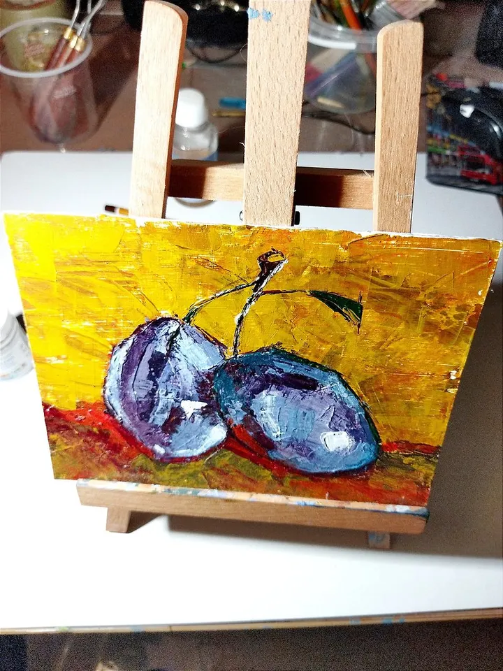 Plum painting kitchen still life fruit wall decoration