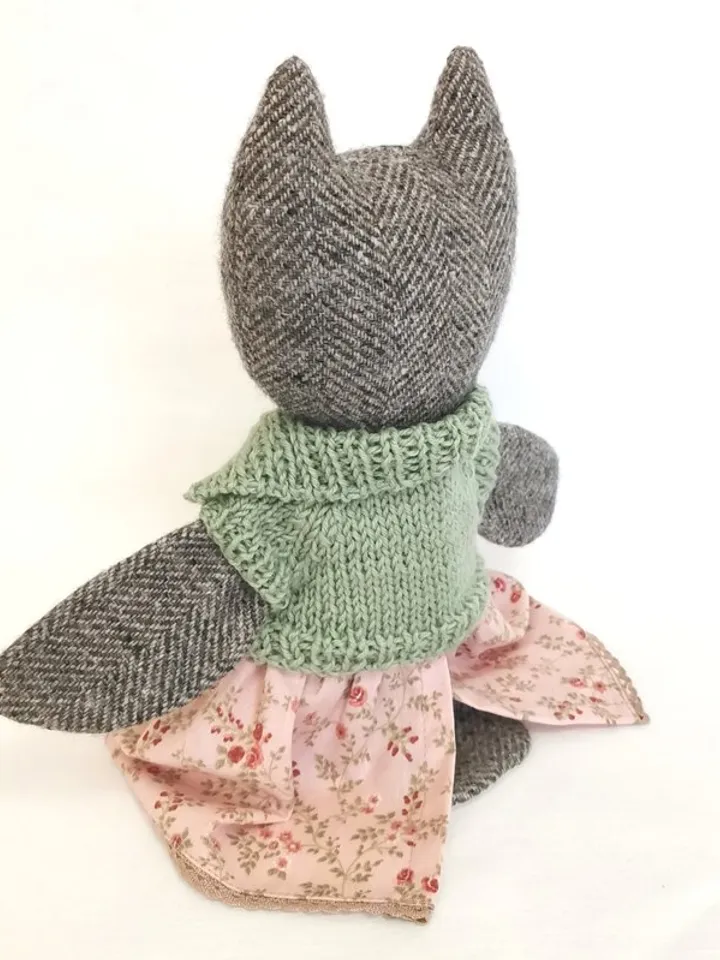 Owl girl, plush stuffed doll, handmade textile bird toy, owl soft toy