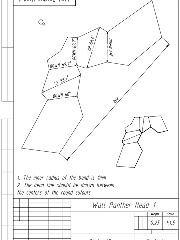 Welding Project Plans Drawings Panther Head (DXF, PDF)