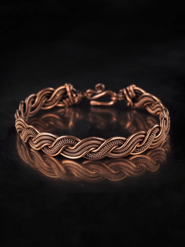 Woven copper wire bracelet Antique style handcrafted copper jewelry Unique gift