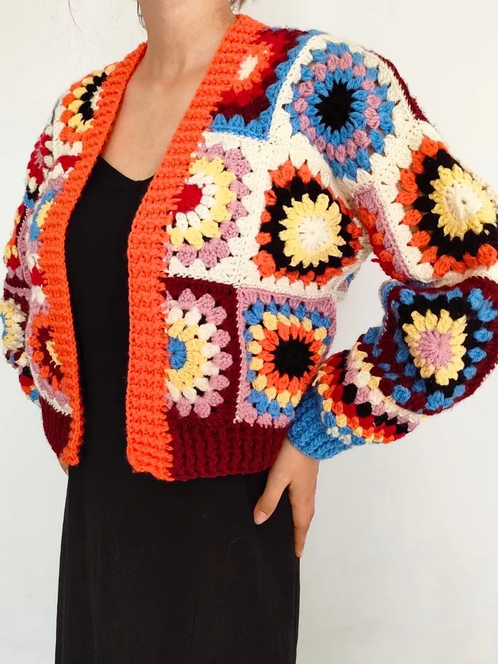 Granny Cardigan crochet pattern, granny squares cardigan, colorful cardigan crochet pattern instant download