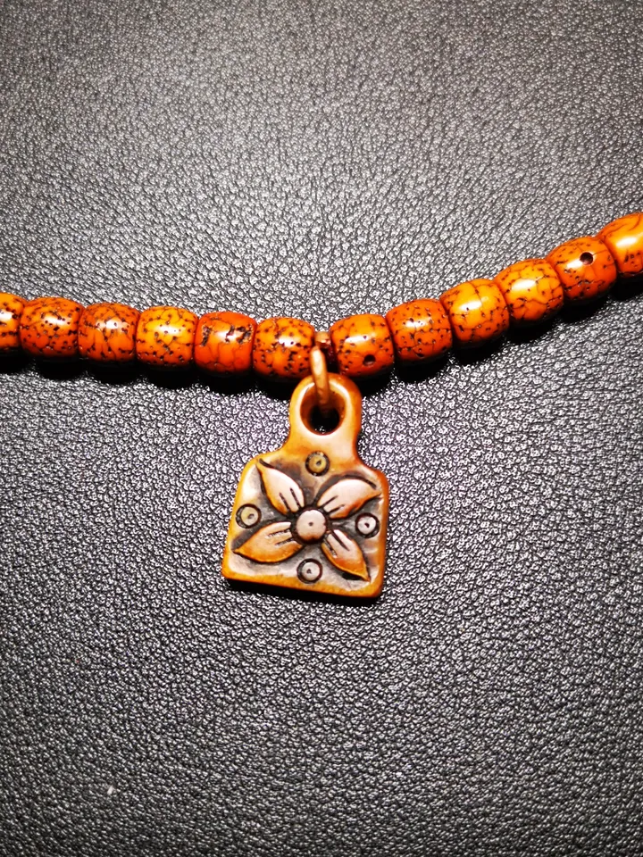 Yak Bone Carved Gesang Flower Pendant,Bead Counter Clip Pendant for Mala, Prayer Bead Accessories,Gandhanra Tibetan Amulet