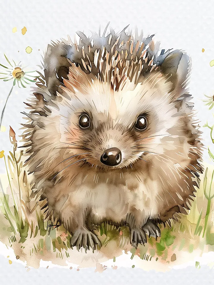 10 Cute Hedgehog PNG bundle, Printable Watercolor Floral Hedgehog Clipart for sublimation, Hedgehog in Grass png, Paper craft, junk journals