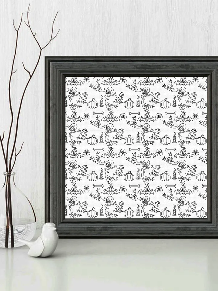 Halloween blackwork patterns Spooky seamless pattern, Backstitch repeating pattern Halloween embroidery download PDF Ghost, Spider, Bat #W22