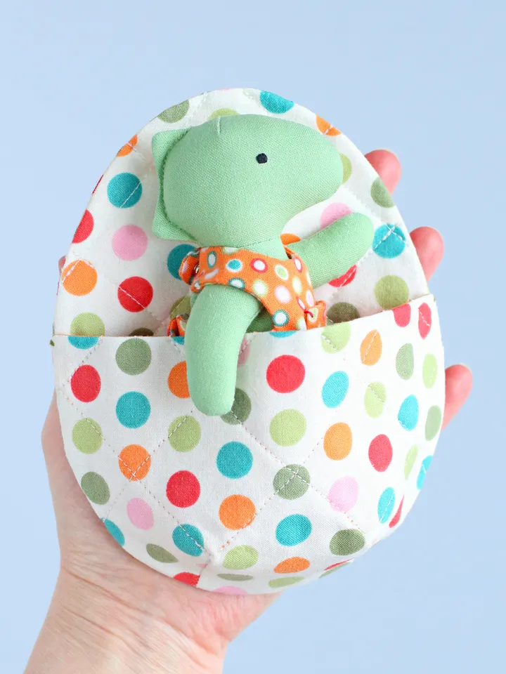PDF Mini Dinosaur with Egg-shaped Sleeping Bag Sewing Pattern