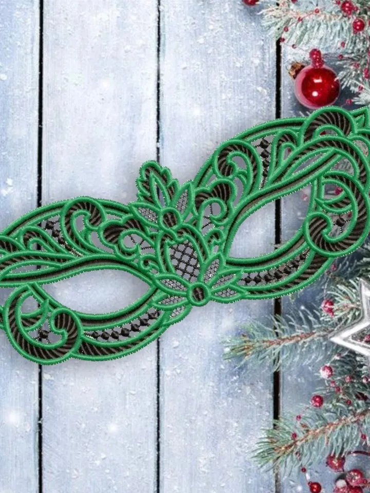 Free Standling Lace Masquerade mask FSL Christmas machine embroidery design digital embroidery pattern