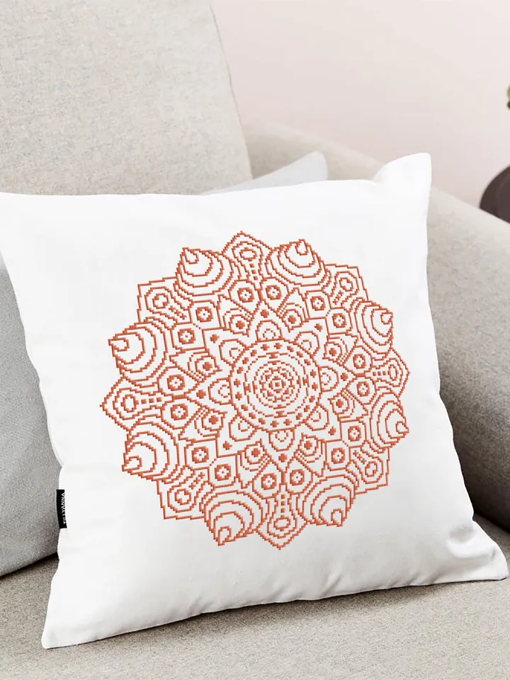Mandala cross stitch pattern download PDF Monochrome floral ornament hand embroidery, Simple geometric pattern PDF Easy beginner stitch #M77