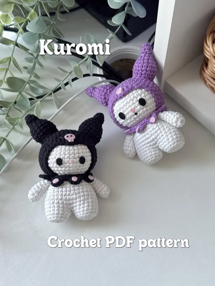 Kuromi crochet pattern, PDF US terms, sanrio collection crochet pattern