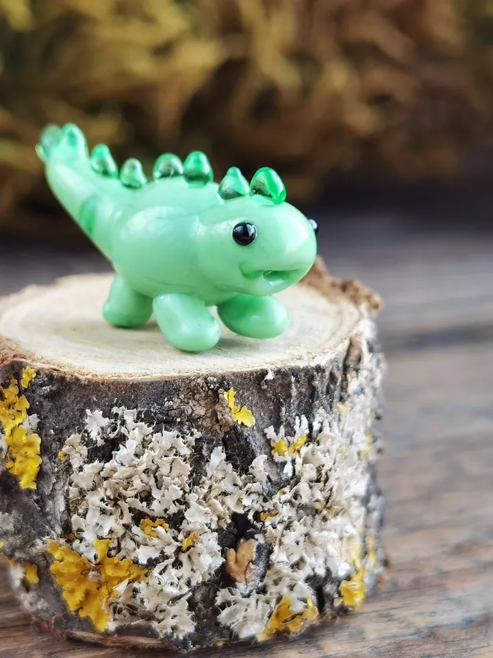 DINOSAUR ORNAMENTS Dinosaur figurine Glass dinosaur decor Miniature Dinosaur gift Dino figurine Glass figurines Tiny glass animals Terrarium