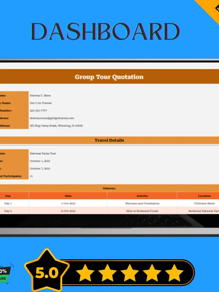 Group Tour Quotation Template, Google Sheets Travel Quote Calculator, Digital Download,Easy-to-Use Cost Estimator for Travel Agents