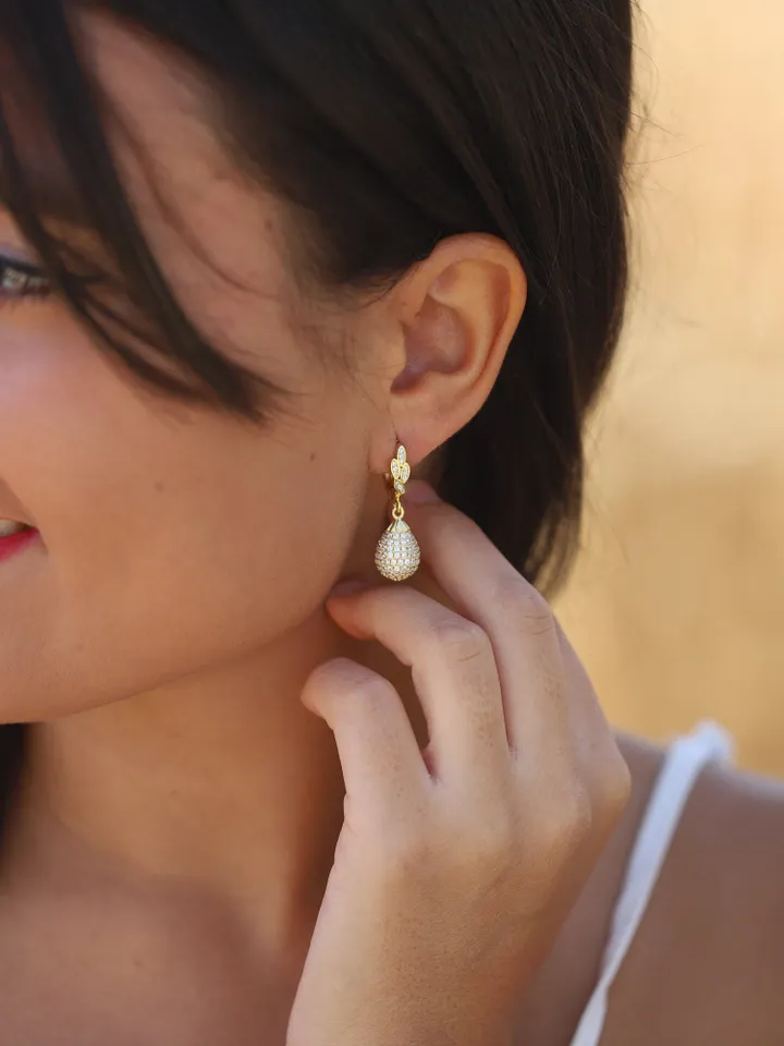 Pearl Rose Gold Boho Wedding Earrings, CZ Boho Bridal Earrings, Statement Wedding Jewelry, Pearl Wedding Jewelry, Gold Teardrop Earrings