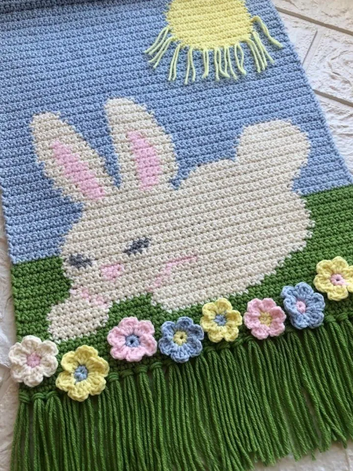 Crochet Rabbit Wall Hanging Decor Pattern PDF