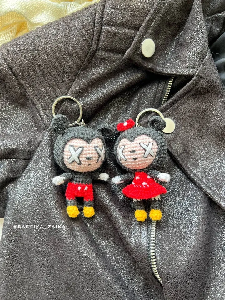 PDF Crochet SET Goth Mickey Mouse & Minnie Mouse Pattern Amigurumi Mickey pattern Crochet Cute Voodoo Amigurumi Mouse doll Keychain pattern