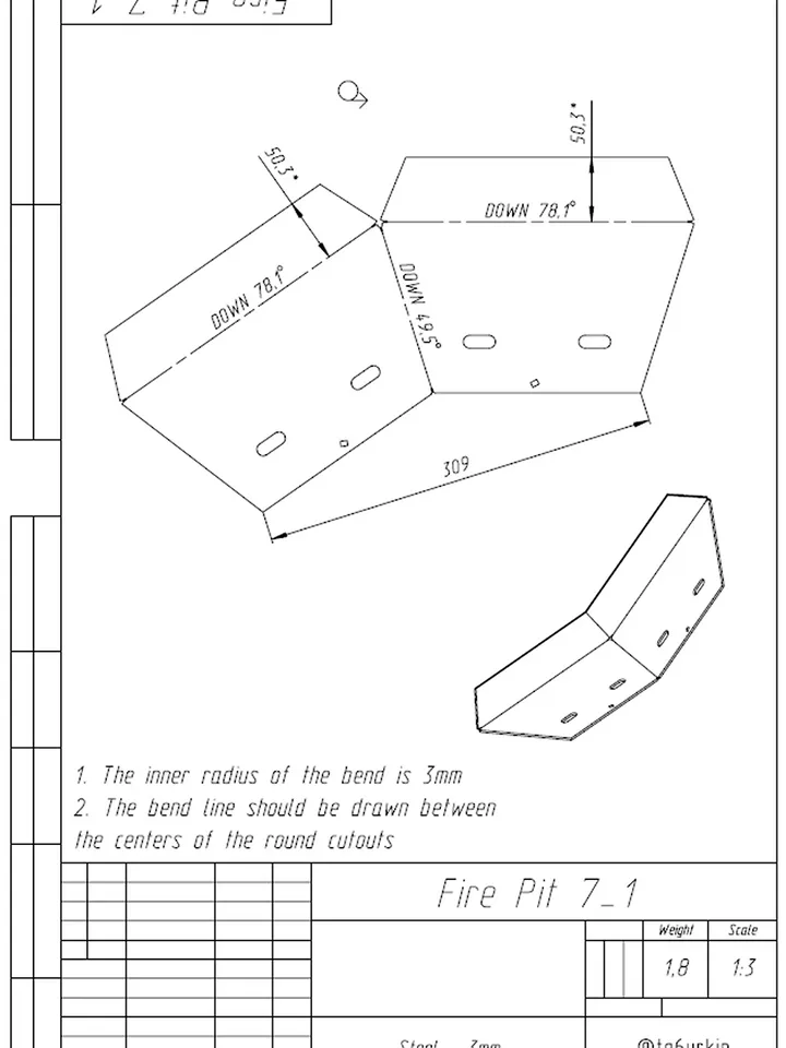 Sheet Metal Plans Drawings Fire Pit 7 (DXF, PDF)