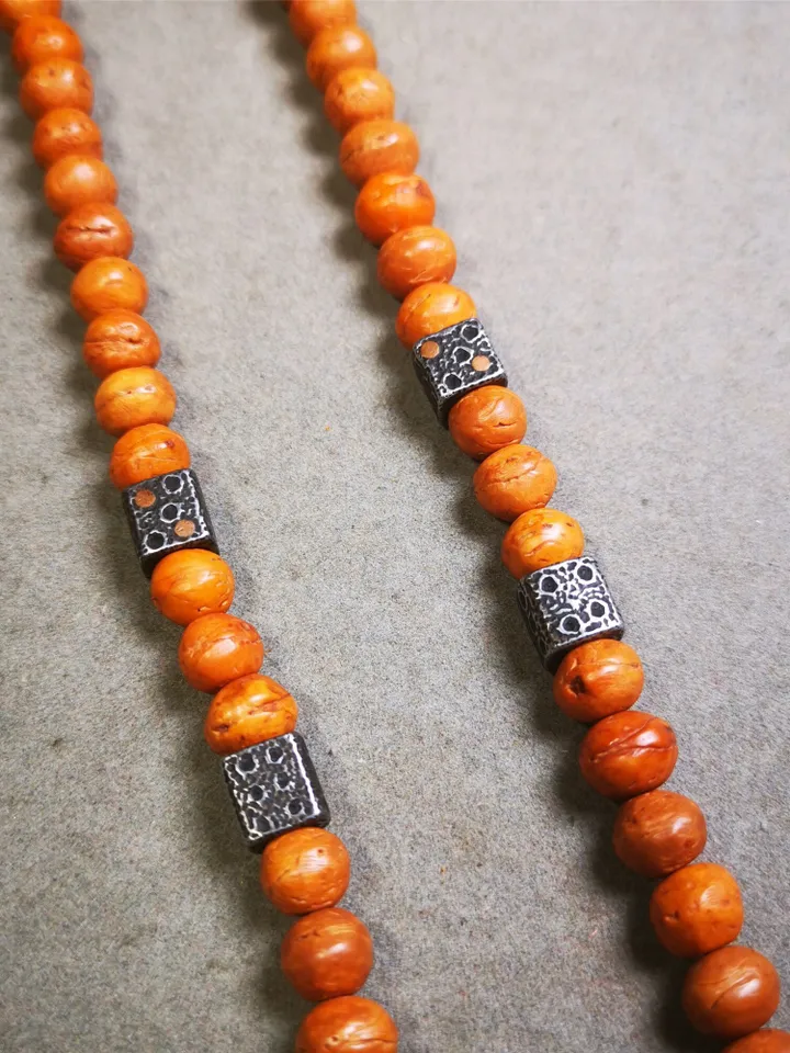 Gandhanra Handmade Tibetan Mala Spacer Beads,Cold Iron Dice Marker Beads for Prayer Beads Necklace Accessories,0.3&quot; × 0.3&quot;