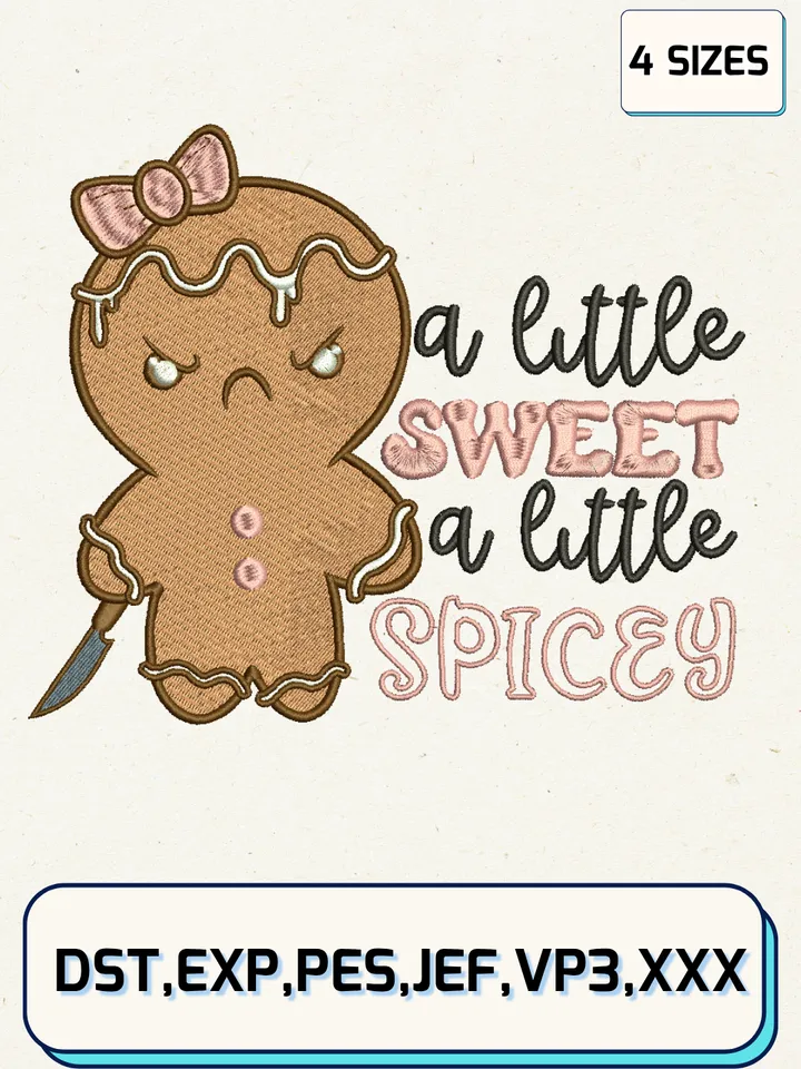 A Little Sweet, A Little Spicy Embroidery Design Files,Christmas Embroidery Designs,Machine Embroidery Files,4 Sizes