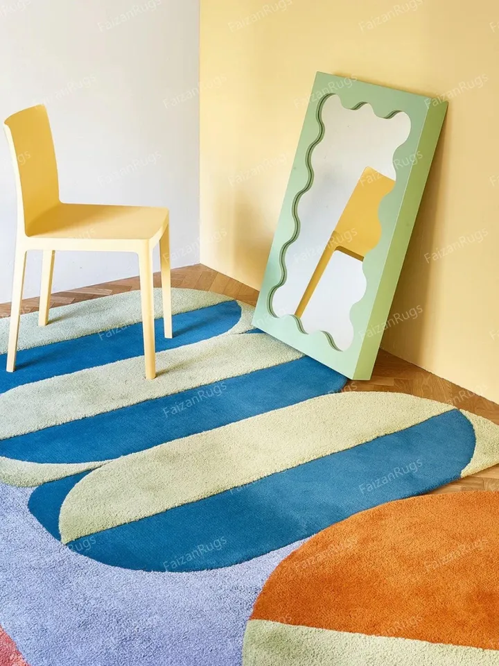Color Full Irregular Shape hand tufted rugs 100% wool for living room, bed room, kids room in any size 8x10,9x12,6x9,5x8,4x6