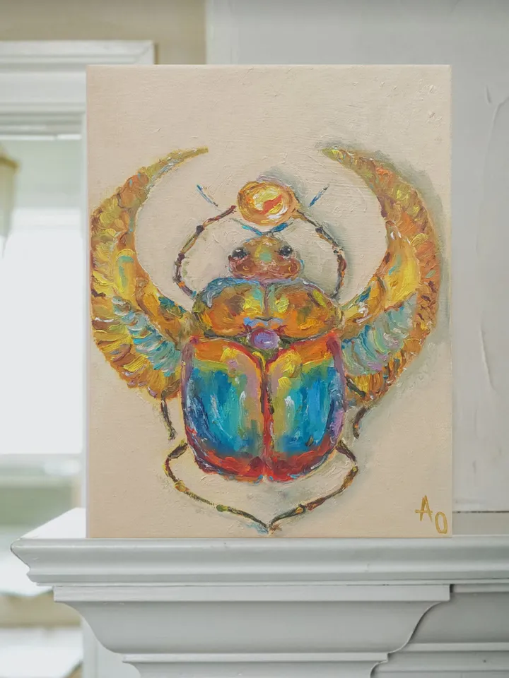 Oil painting on canvas "Scarab Beetle" 25x35cm (10x14inch) TO ORDER