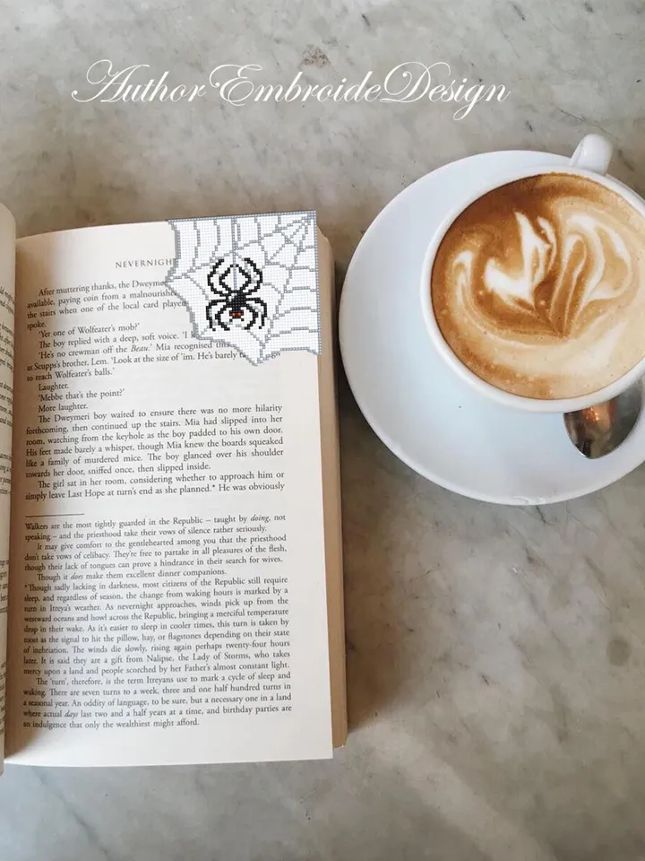 Spider web Corner bookmark cross stitch pattern PDF download Spider cross stitch chart, Spooky bookmark pattern digital PDF #B403