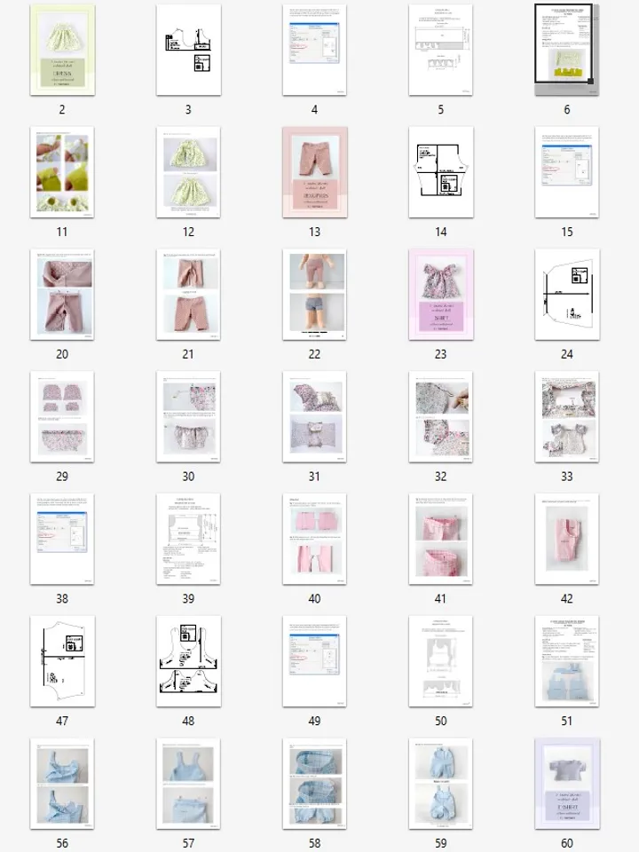 DIY clothes set for a Waldorf doll 11 inch (28 cm) tall. PDF sewing patterns and tutorials.