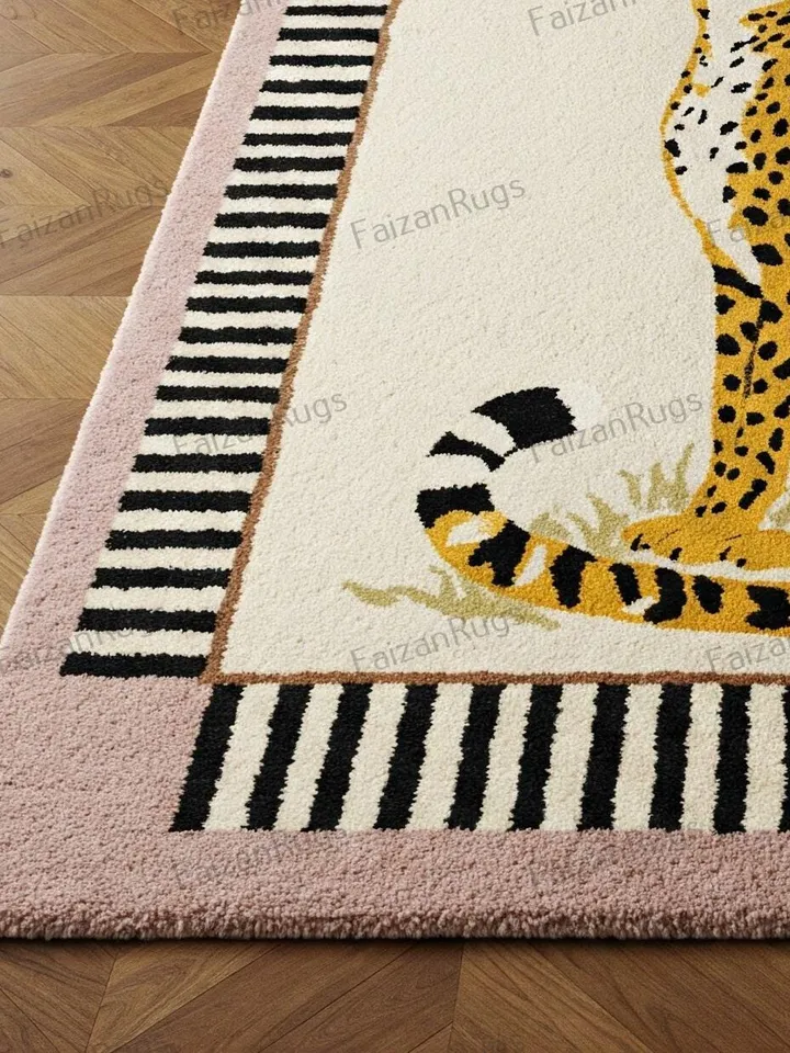 Cheetah rug, modern hand tufted rug, Handmade, Wool rug, rugs for bedroom, customized area rug, Bedroom rug, 9x12 area rug, animal rug, rug.