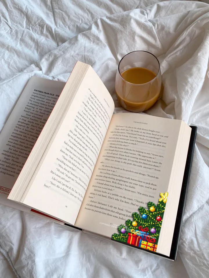 Christmas corner bookmark cross stitch pattern PDF download Christmas tree cross stitch chart, Christmas bookmark pattern digital PDF #B385