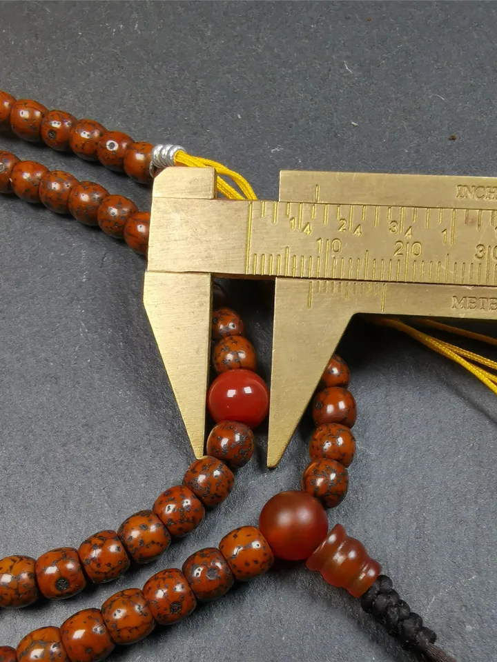 Gandhanra Old 108 Tibetan Lotus Seed Beads Mala,Prayer Beads Necklace for Meditation,Diameter 0.24&quot;, Circumference 22.8&quot;