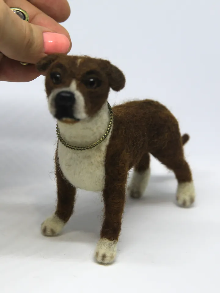 Needle felted Dog Pattern Dog Tutorial Wool Felt Book Needle Felting Animals Tutorial Pet Plush Pattern Felt Toy Staffordshire Terrier