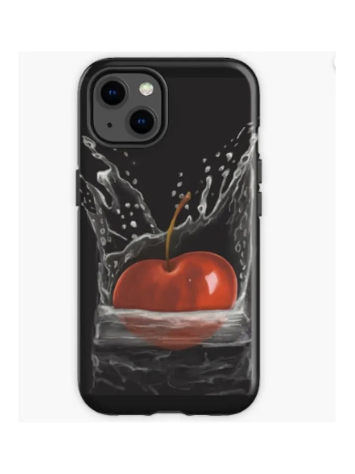 Cherry digital art illustration, Cherry painting aesthetic, Cherry drawing aesthetic