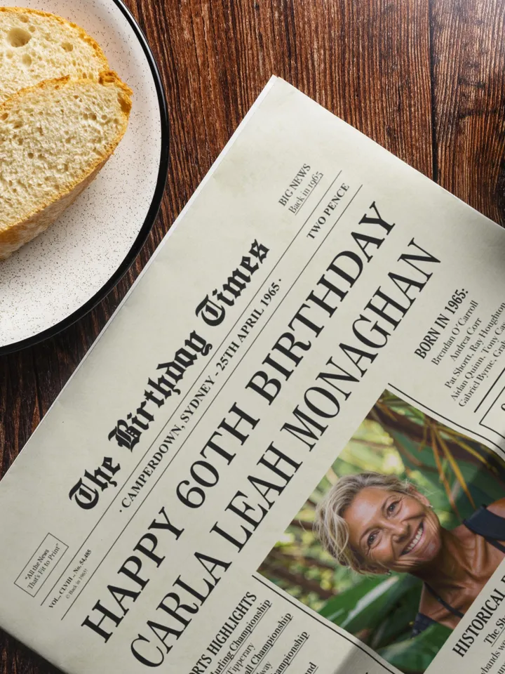 60th Birthday Newspaper Poster Born in 1965 Printable Birthday Decor Gift for Men or Women Personalized 60th Birthday Sign Ireland Edition