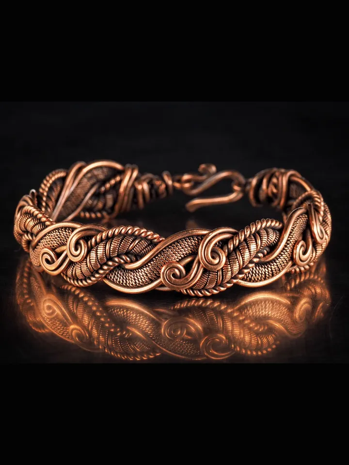 Unique handmade copper wire wrapped bracelet for woman Woven wire copper jewelry Wire wrap art copper jewelry Handmade