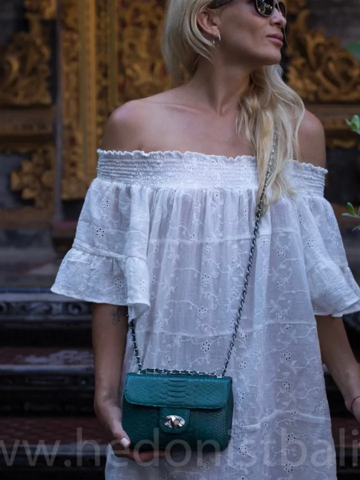 Genuine Python Skin Dark green Crossbody Bag  | Adjustable Chain Classy Elegant snake Small Lady Summer Purse | Designer leather bags