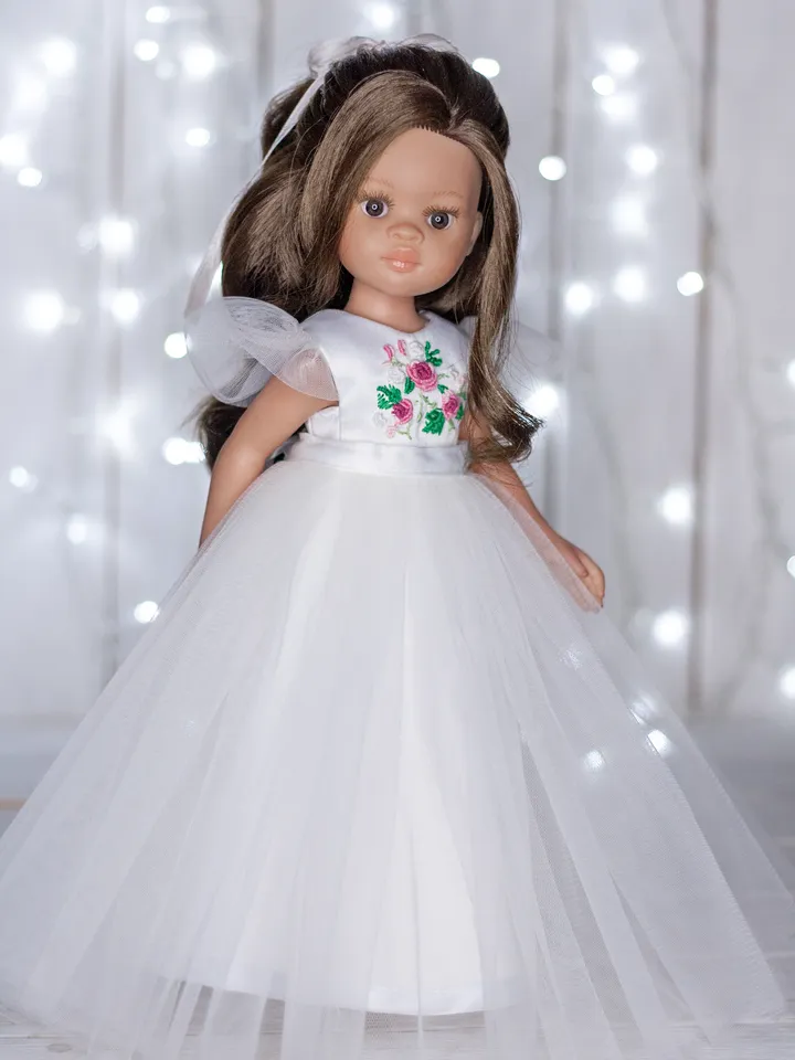 Beautiful White dress for Paola Reina doll 13 inch, Doll clothes, Paola Reina clothes, Dolls outfit, Fluffy doll dress