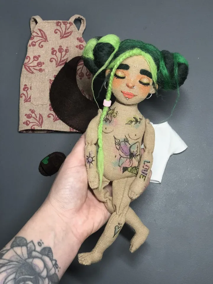 Textile doll Flora Sewing pattern PDF + Video tutorial
