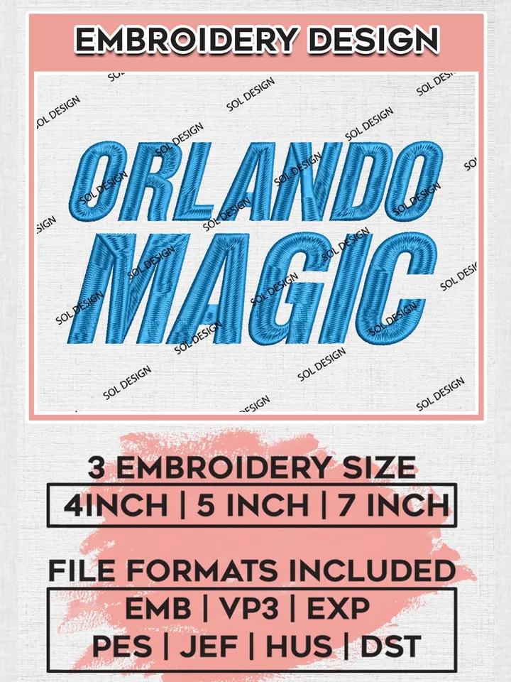 NBA Orlando Magic Text Logo Machine Embroidery Designs, Orlando Magic Embroidery Design Files, NBA Logo Machine Embroidery, NBA Embroidery Design, Digital Download