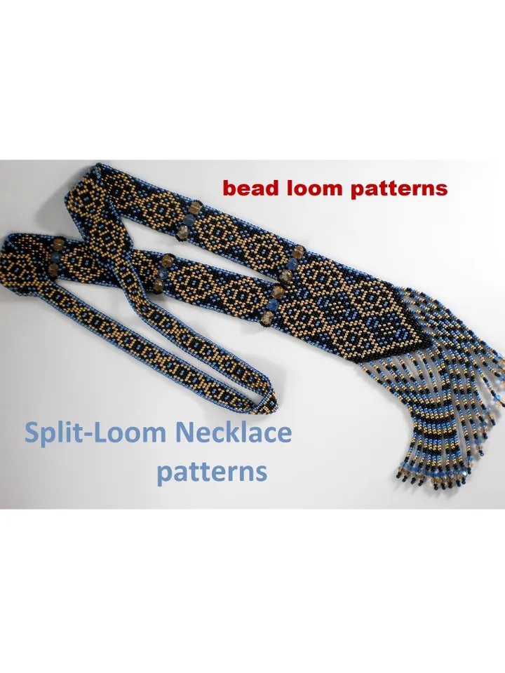 Bead loom patterns, schemes for a Gerdan-Split-Loom Necklace, Beading Loom only Pattern, Instant Download, PDF