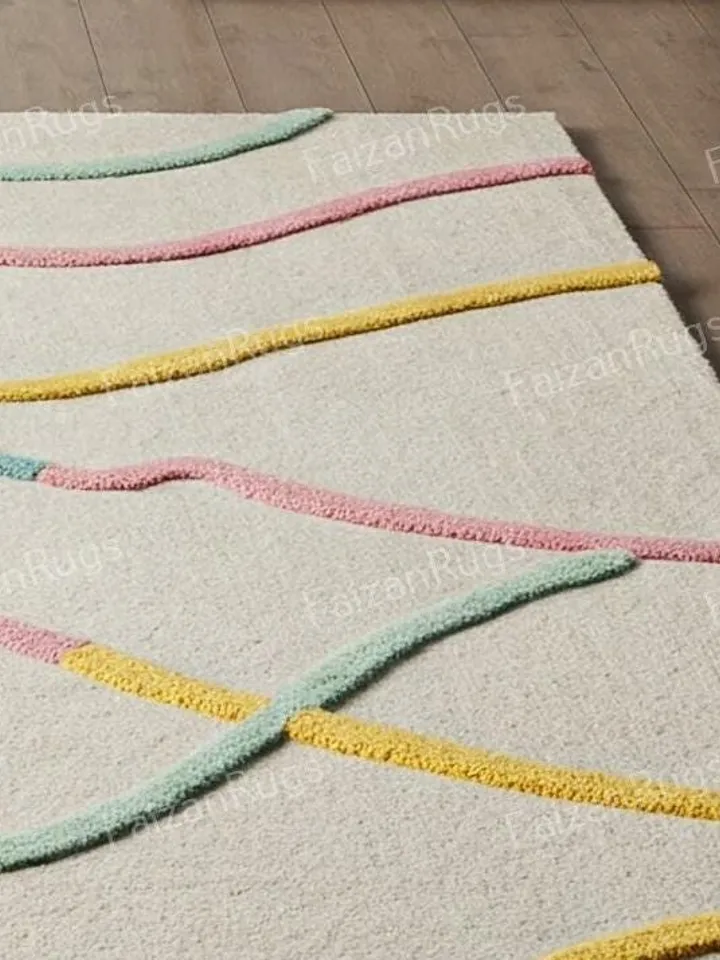 Multi-color rug, hand-tufted modern rug, handmade wool carving rug, large area rug, rugs for living room, bedroom rug, 8x10, 9x12, 10x14.