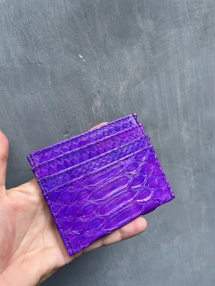 FAST SHIPPING genuine python skin credit cards holder | business cads holder violet snake unisex wallet small | gift idea exotic leather