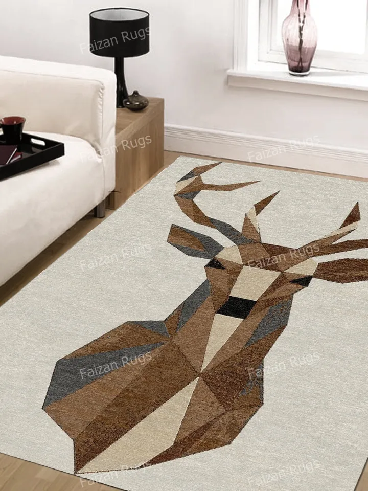 Geometric Stag Gray & Brown Hand tufted Rug 100% wool for living room, bed room, kids room in any size 9x12,8x10,6x9,5x8 fast up guys!!!!