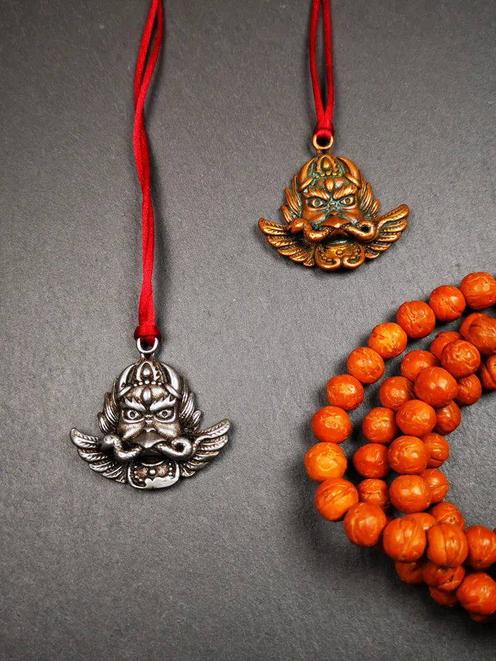 Gandhanra Antique Tibetan Buddhist Amulet Pendant - Garuda - The Golden-Winged Bird, Crafted from Cold Iron