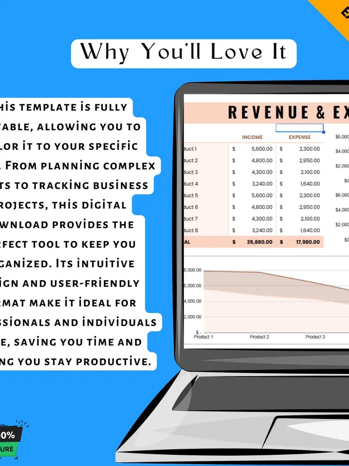 Revenue - Expenditure Budget Template, Income & Expense Tracker, Financial Planning Spreadsheet, Business Budget Planner