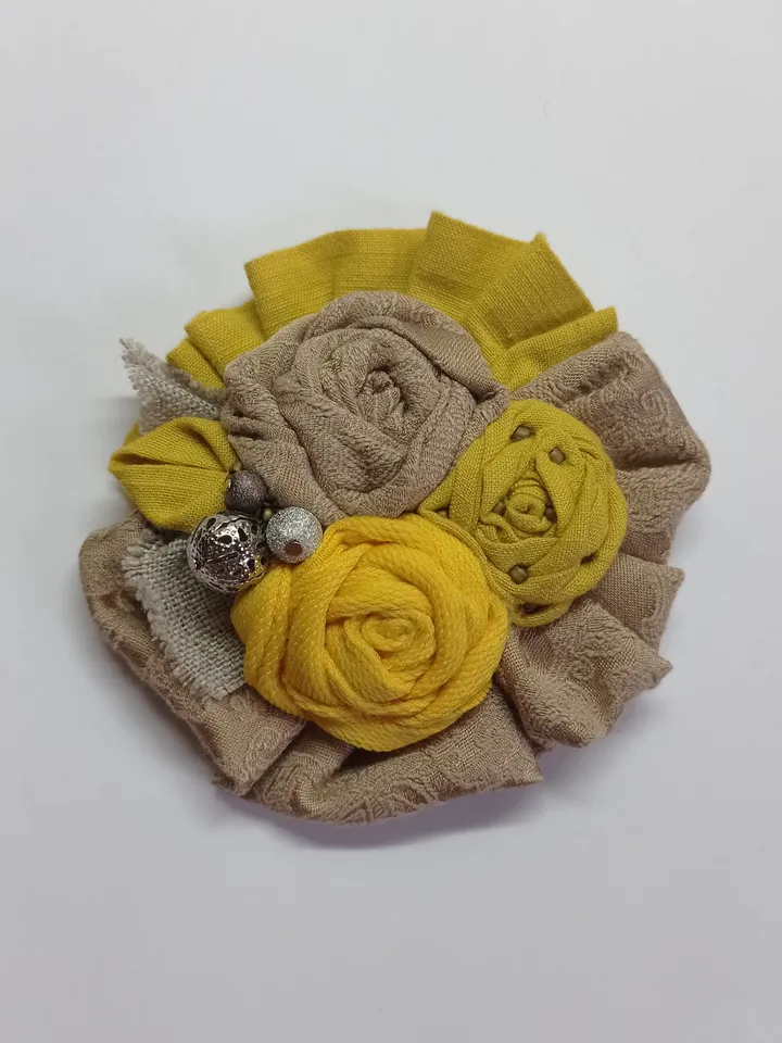 Floral Textile Brooch Pin Handmade
