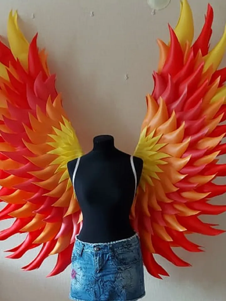 Phoenix costume wings, Red yellow orange wings, fiery wings, wings of fire, fire bird costume wings, angel wings costume