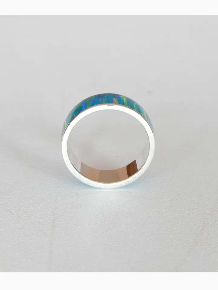 Silver ring with synthetic opal. Exclusive ring as a gift.