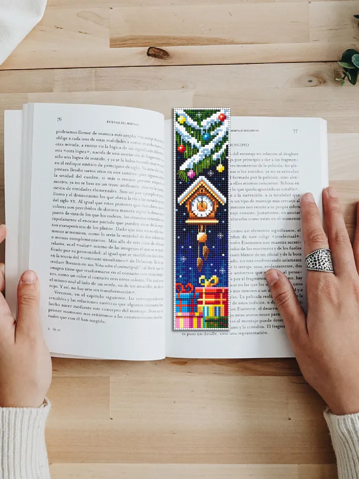 Christmas bookmark cross stitch pattern PDF Handmade bookmark Cuckoo clock xstitch chart Winter holiday cross stitch gift New Year #B42