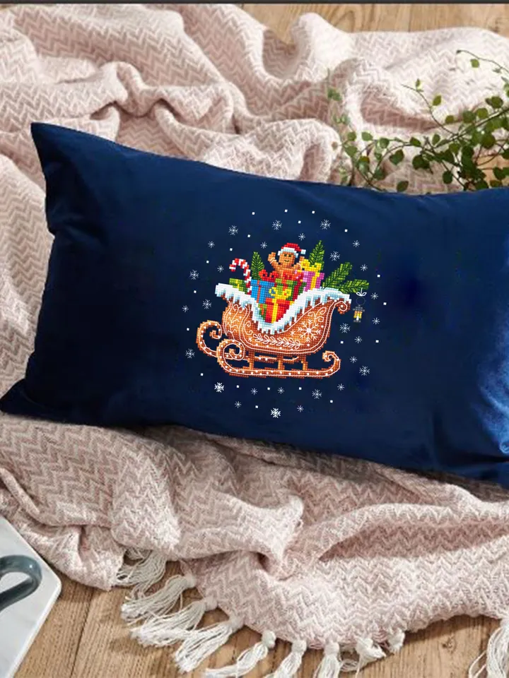 Christmas gingerbread sleigh cross stitch pattern PDF download Christmas presents cross stitch chart, Santa sleigh pattern digital PDF #N127