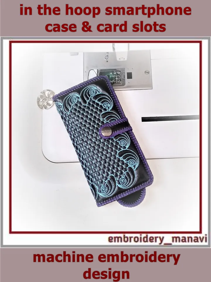 In the hoop embroidery design smartphone case & card slots by Embroidery Manavi 05