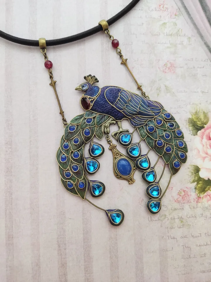 Peacock necklace Art nouveau