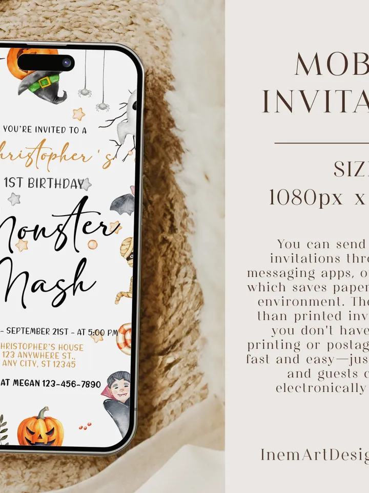 Halloween Invitation, Halloween Birthday Invitation, Halloween Party Invitation, Monster Mash Invitation, Monster Party, Costume Party IN103